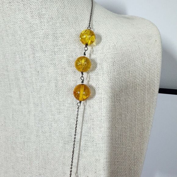 Sterling Silver Long Chain Necklace Stone Beads Bohemian Larimar Turquoise Pearl - Picture 4 of 8